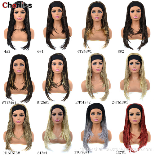 Wholesale Black Light Blonde AfroTurban Braiding Ponytail Wigs Headband Synthetic Hair Wigs With Headband Attached For Woman